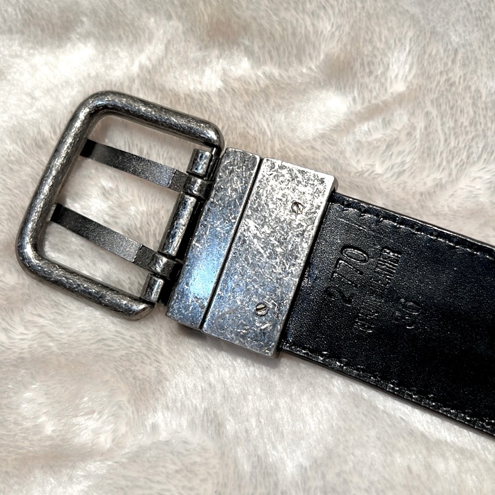 👖 VINTAGE GENUINE BROWN LEATHER SILVER & SILVER RIVETED BELT Women’s 36 - Picture 9 of 10
